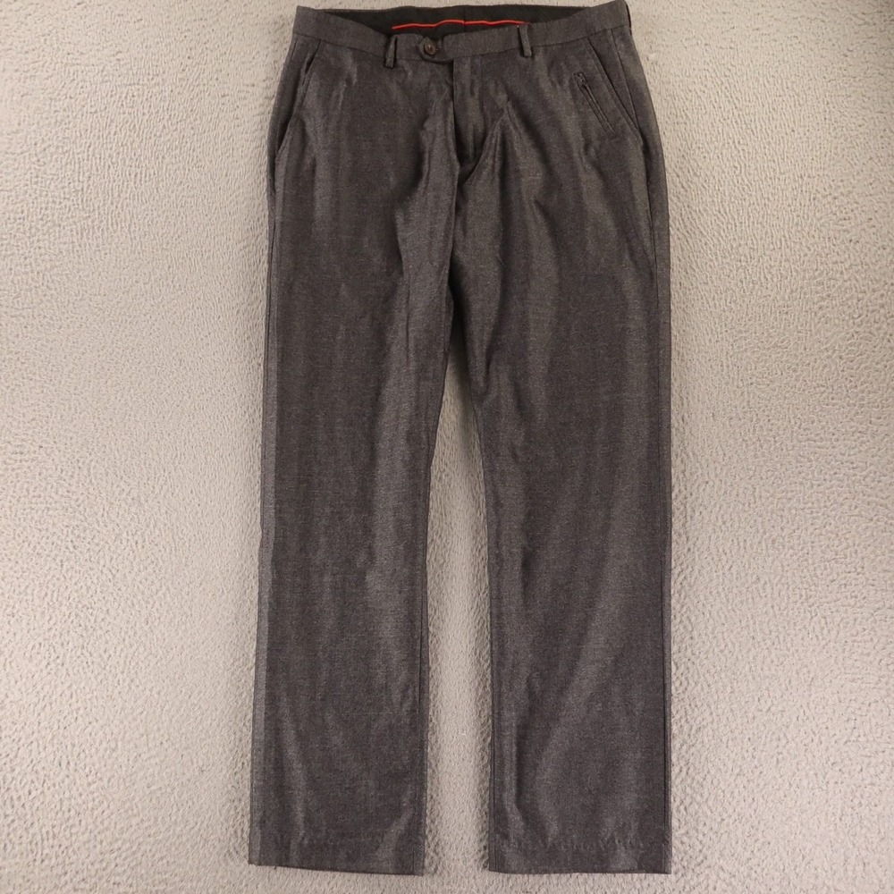 XIOS Pants Mens 32x30 Gray Heathered Polyester Slim Fit Stretch Zip Pocket